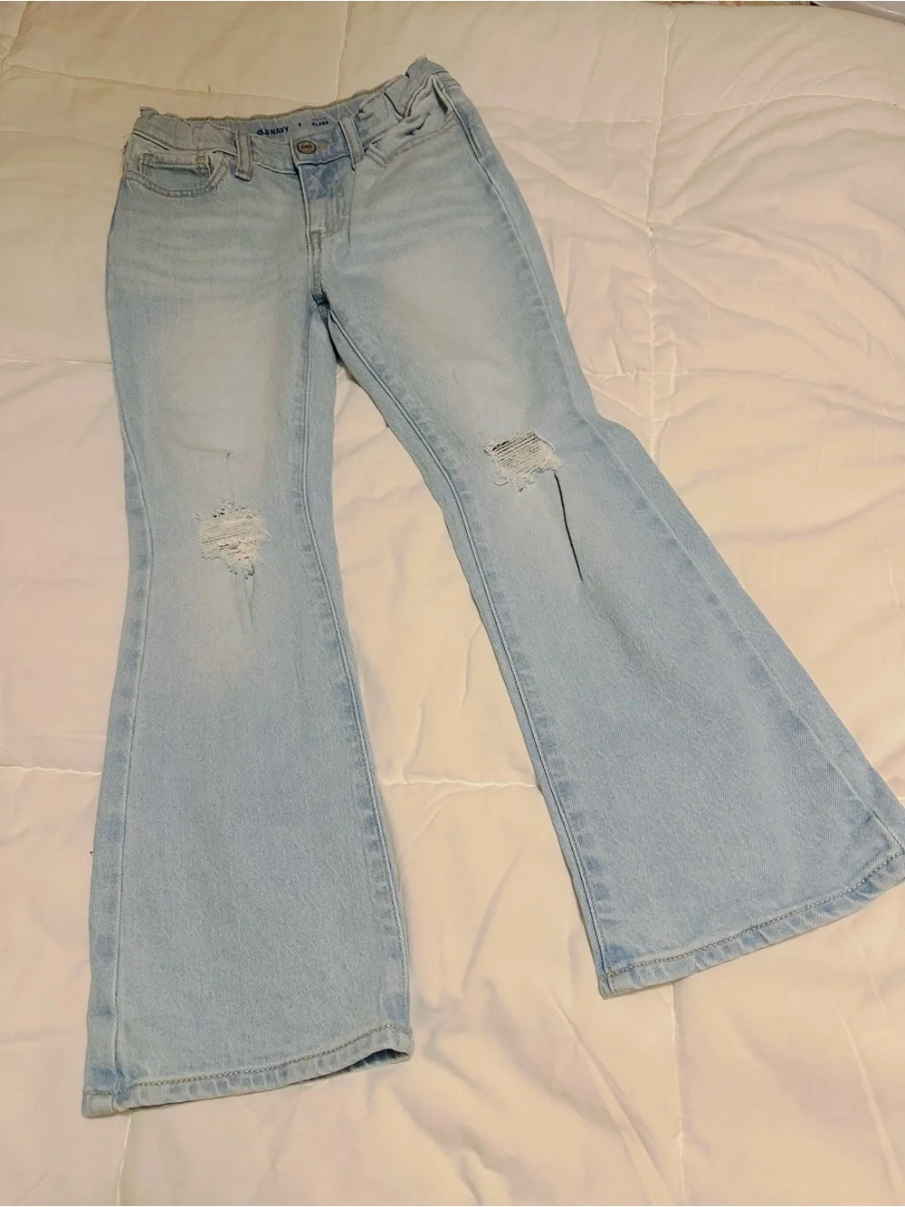 Old Navy Light Blue Distressed Flare Jeans